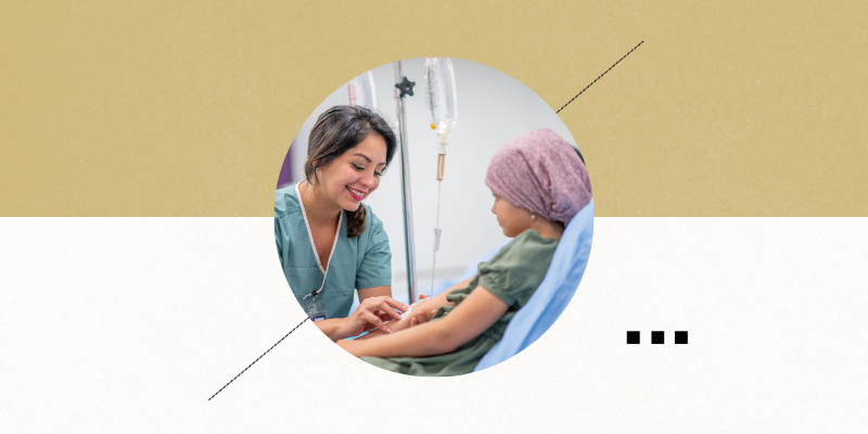 nurse taking care of a pediatric cancer patient