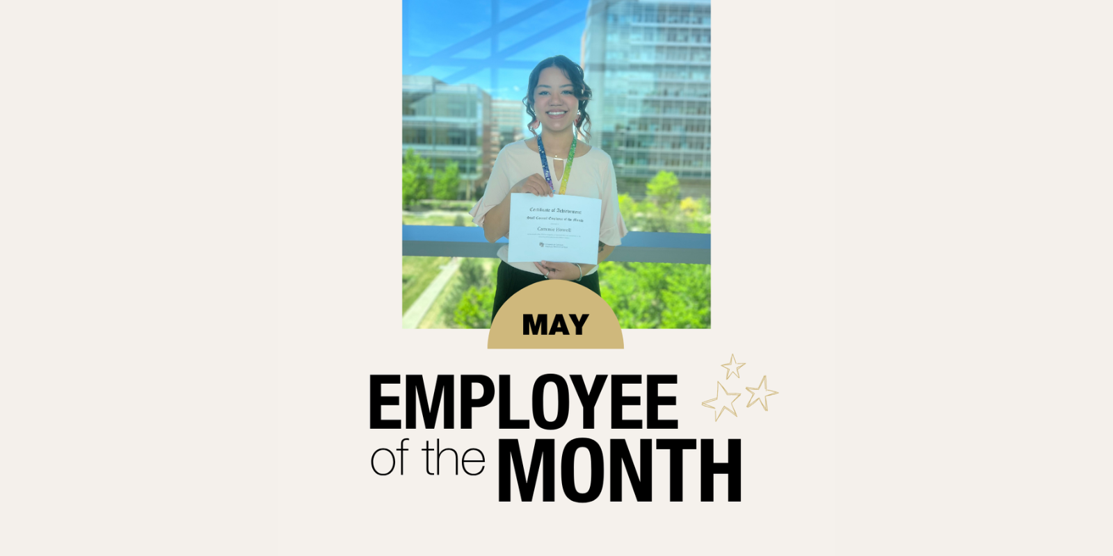 May Staff Employee of the Month Cammie Howell 