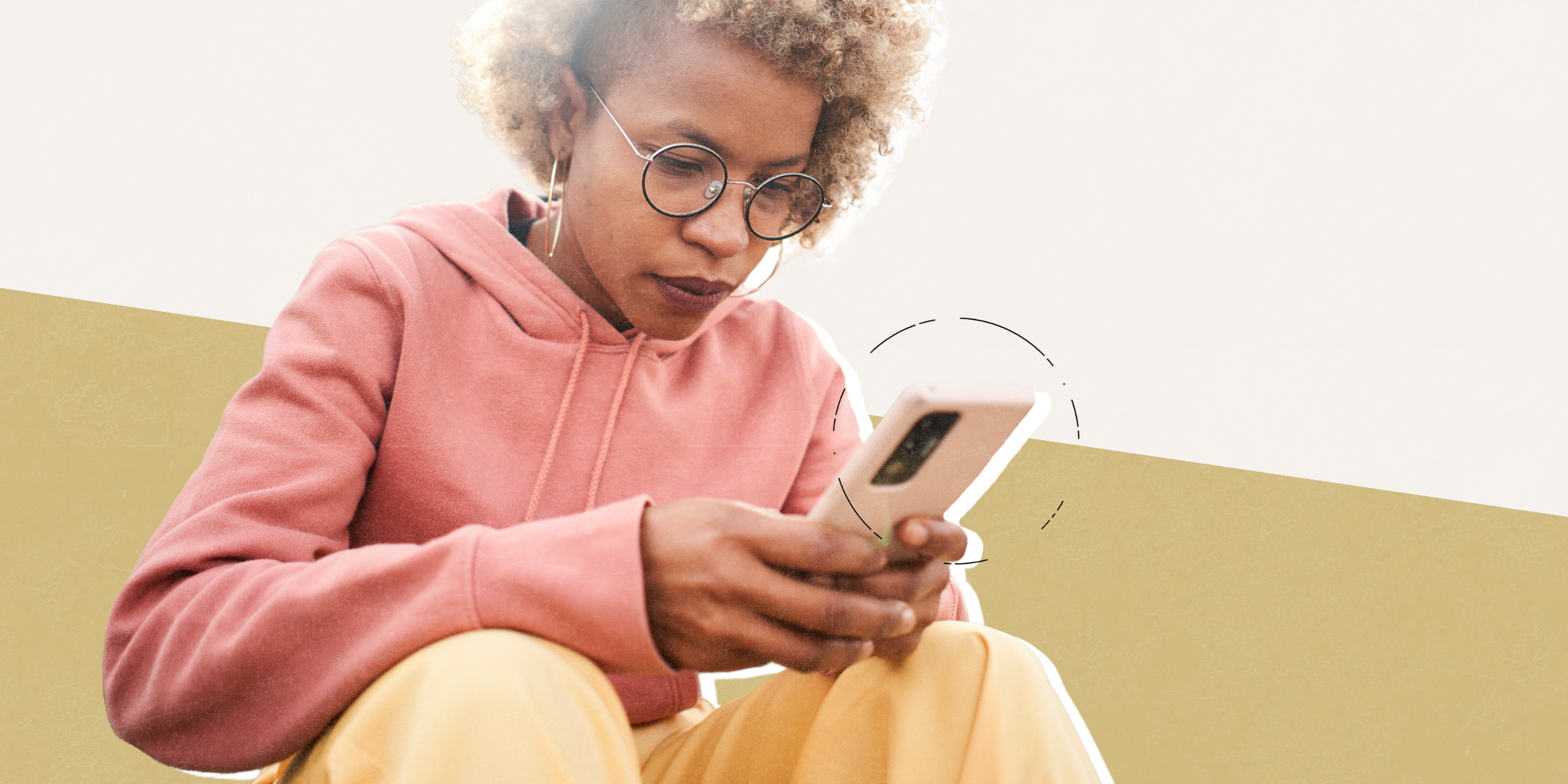 A woman using a mobile phone application.