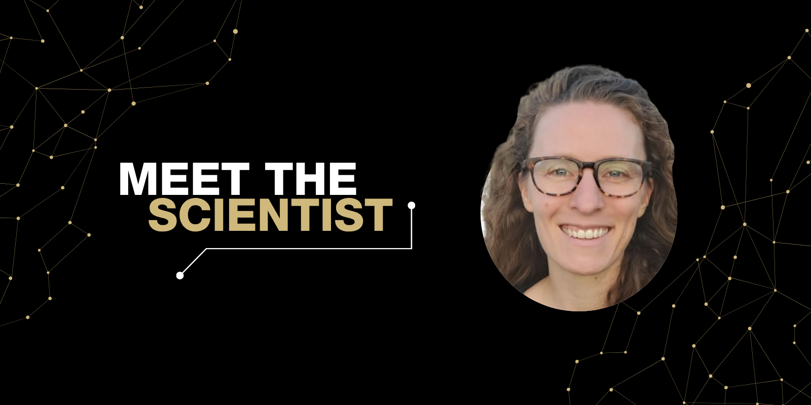 Stylized Meet the Scientist graphic featuring headshot of Jessica Nelson, PhD