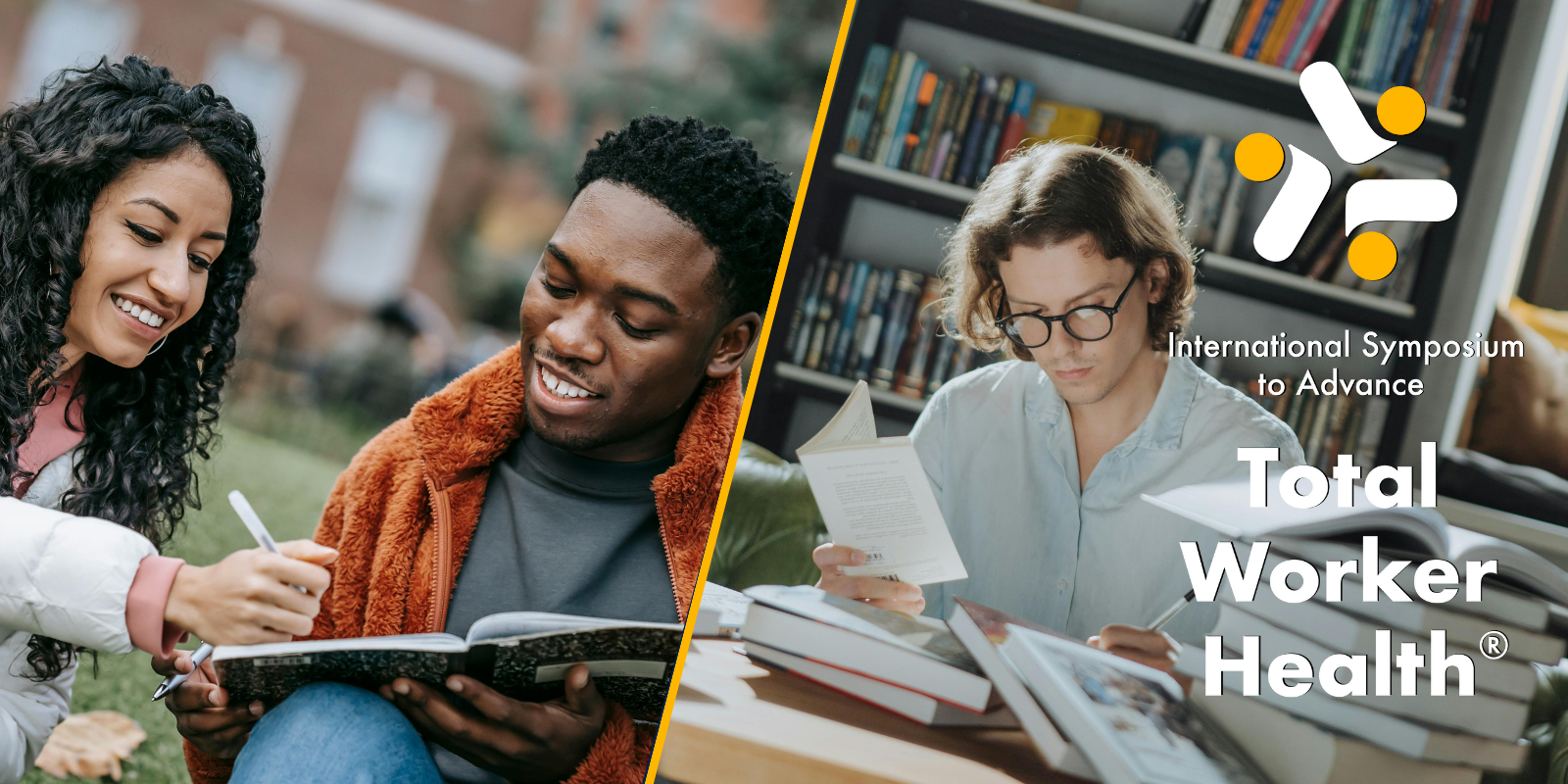 Photos of students studying