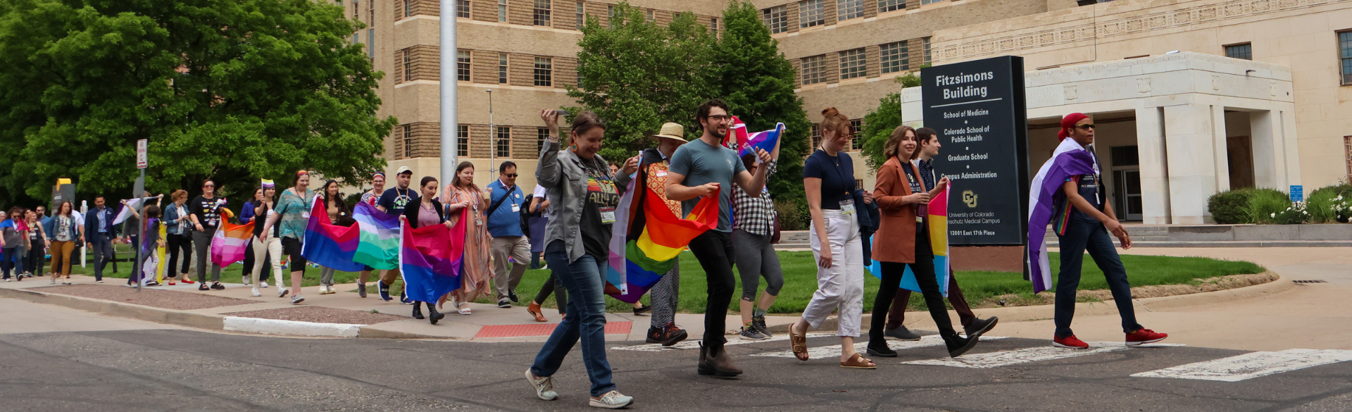 Students, faculty and staff march in Pride Parade on CU Anschutz campus