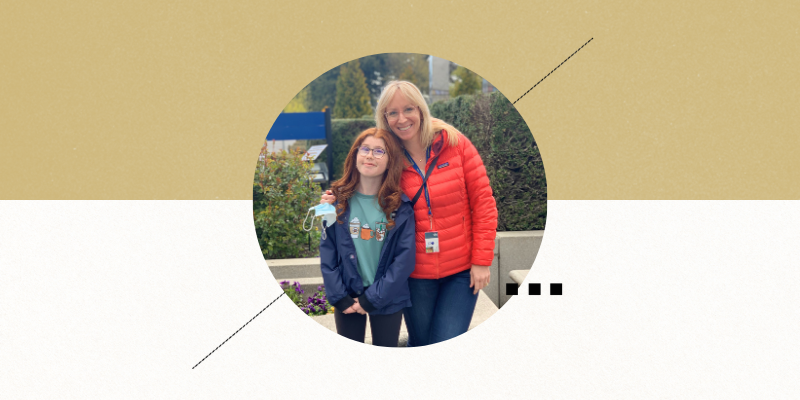 Ruth Napier, PhD, smiles with a young patient.