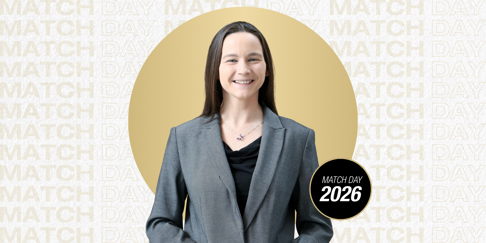 Image of Nickole Moon, PhD, with a graphic that says "Match Day" in the background and "Match Day 2026" in the right corner of the image.