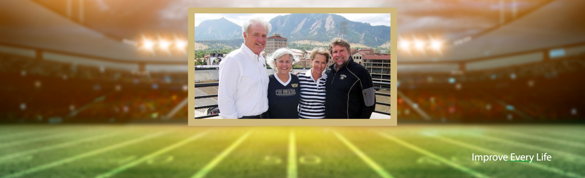 Lee Snyder, Char Snyder, Teri Trafton, and Charlie Trafton at Folsom Field