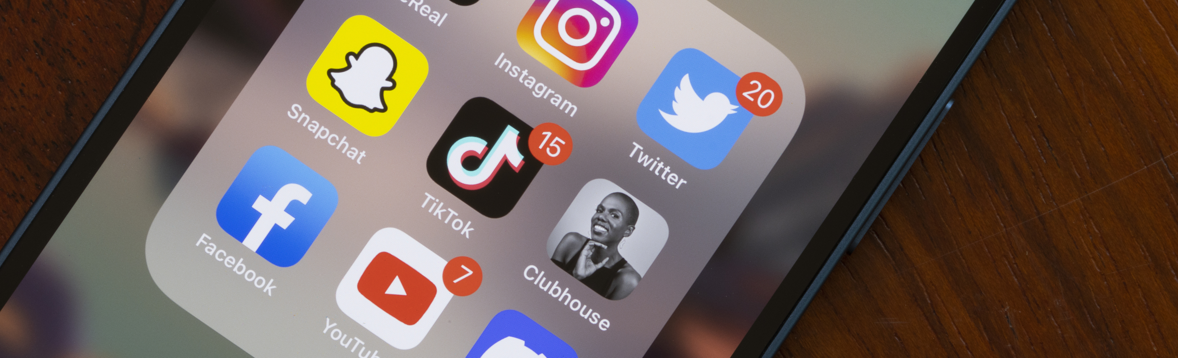 Smartphone screen displaying social media icons
