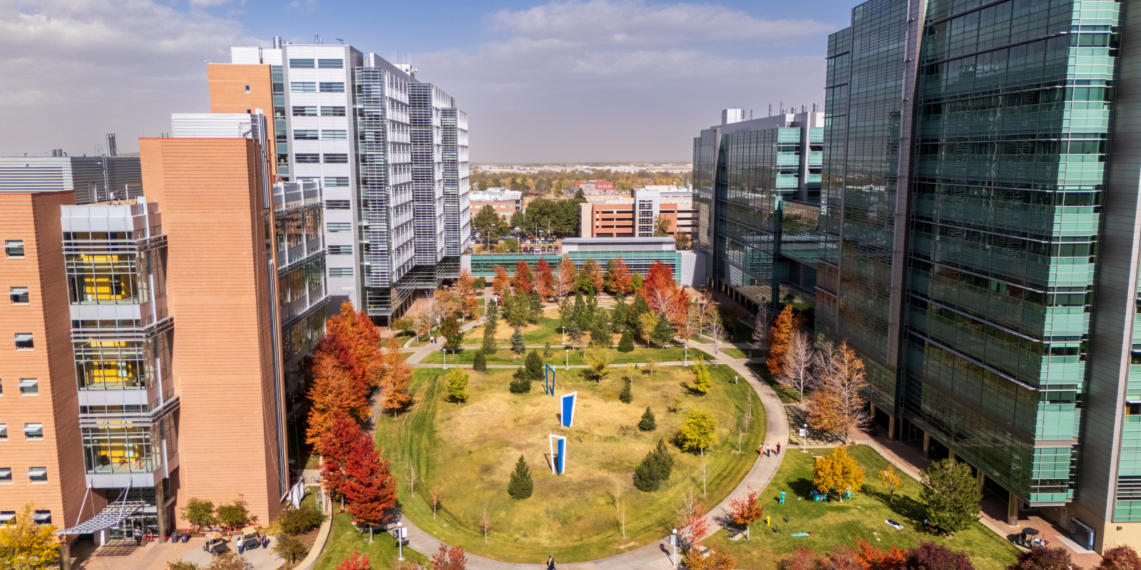 Image of the CU Anschutz campus in the fall.