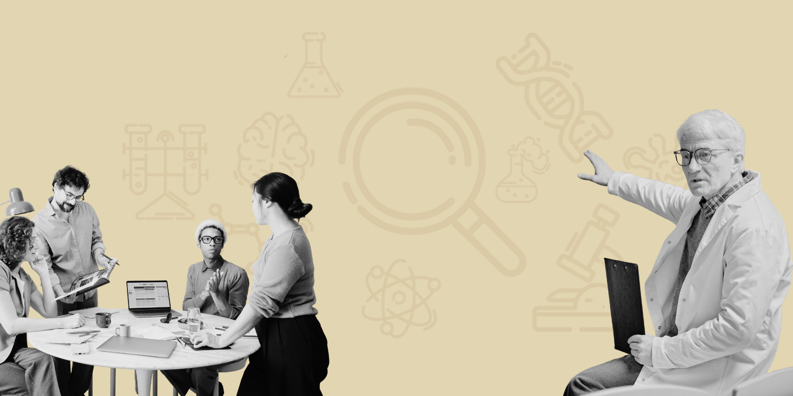 A group of learners takes in insights around the writing process in their research from an experienced professor.