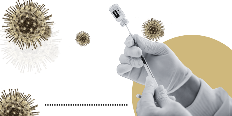 A graphic of a vaccine being prepared