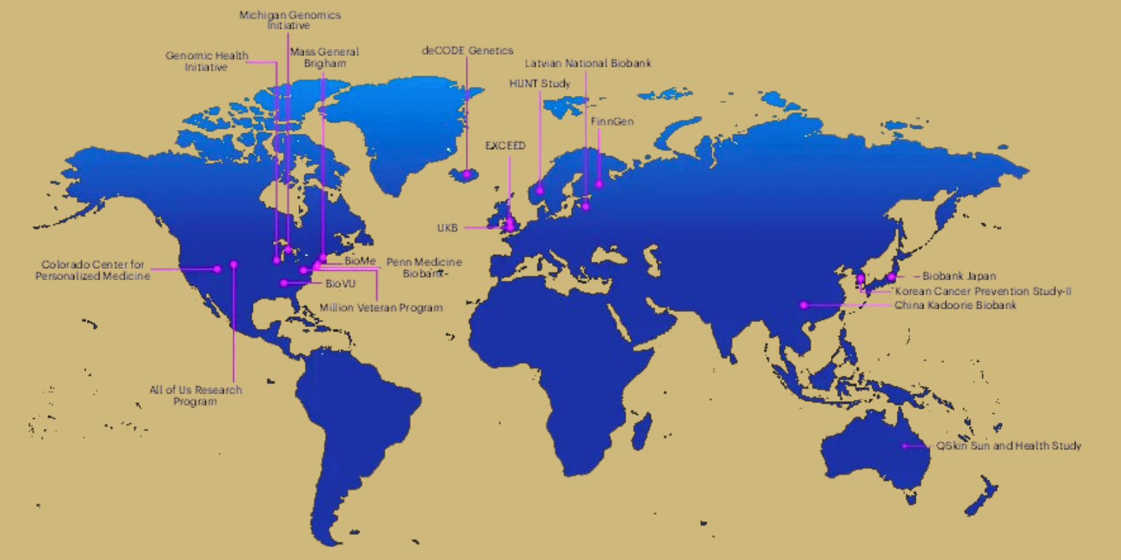 Map shows the locaton of the biobanks participating in the Virtual Thyroid Biopsy Consortium, including the Colorado Center for Personalized Medicine at CU Anschutz.