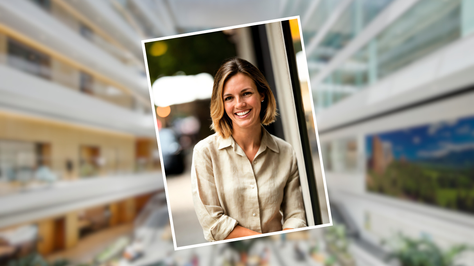 Image of Anschutz Health Sciences Building with a headshot of Andrea Sikora, PharmD, in a frame