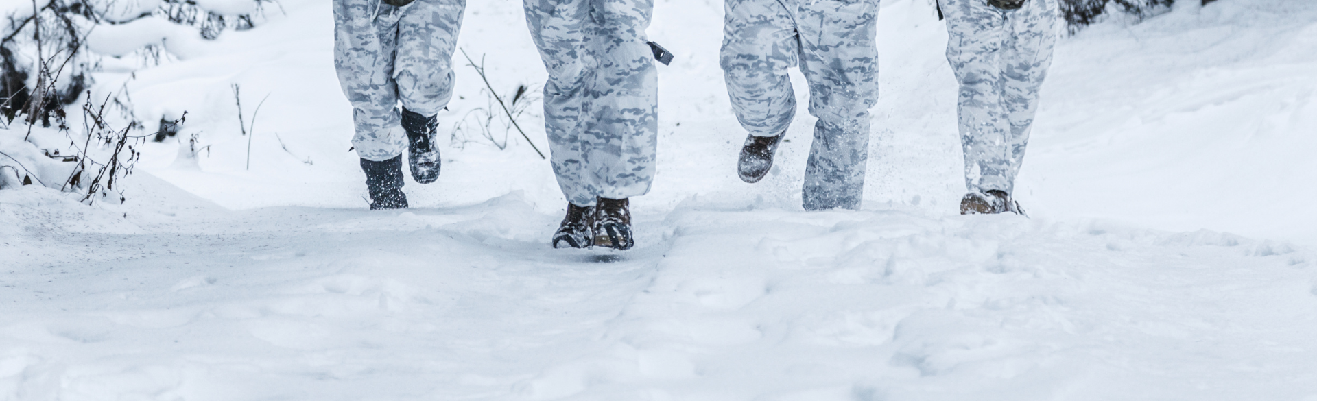 Image of soldiers' feet running through snow
