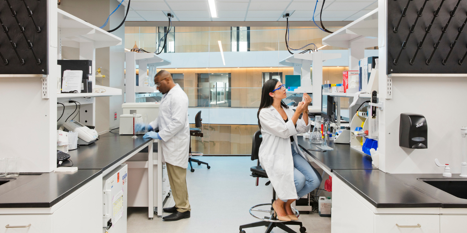 Two scientists working in a lab