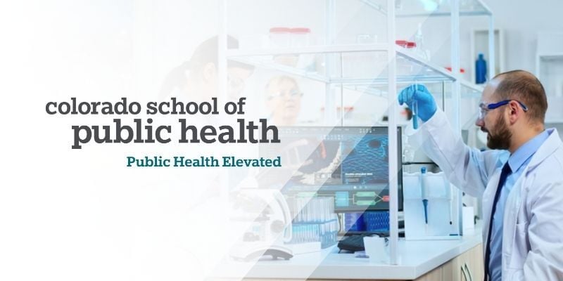 coloradosph logo over top of an image of a man holding up a vile in a lab