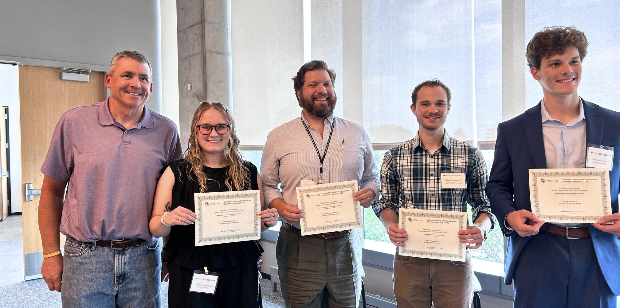 2026 CU-CSU Summit lightning presenters celebrate receiving their presentation certificates.